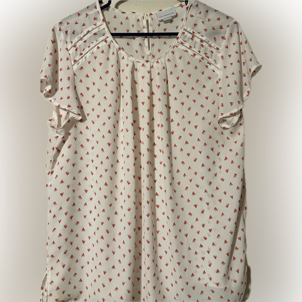 Liz Claiborne White with Pink Woman’s Blouse-XL